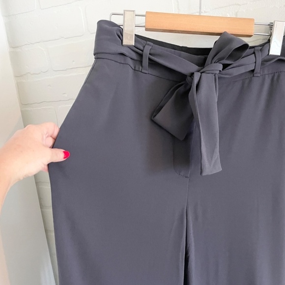 Aritzia Babaton Quillian Pants Charcoal Gray Tie Waist Wide Leg Size 4 - Picture 10 of 16